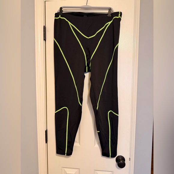 SKIMS Pants - SKIMS Black Leggings with Neon Green Trim